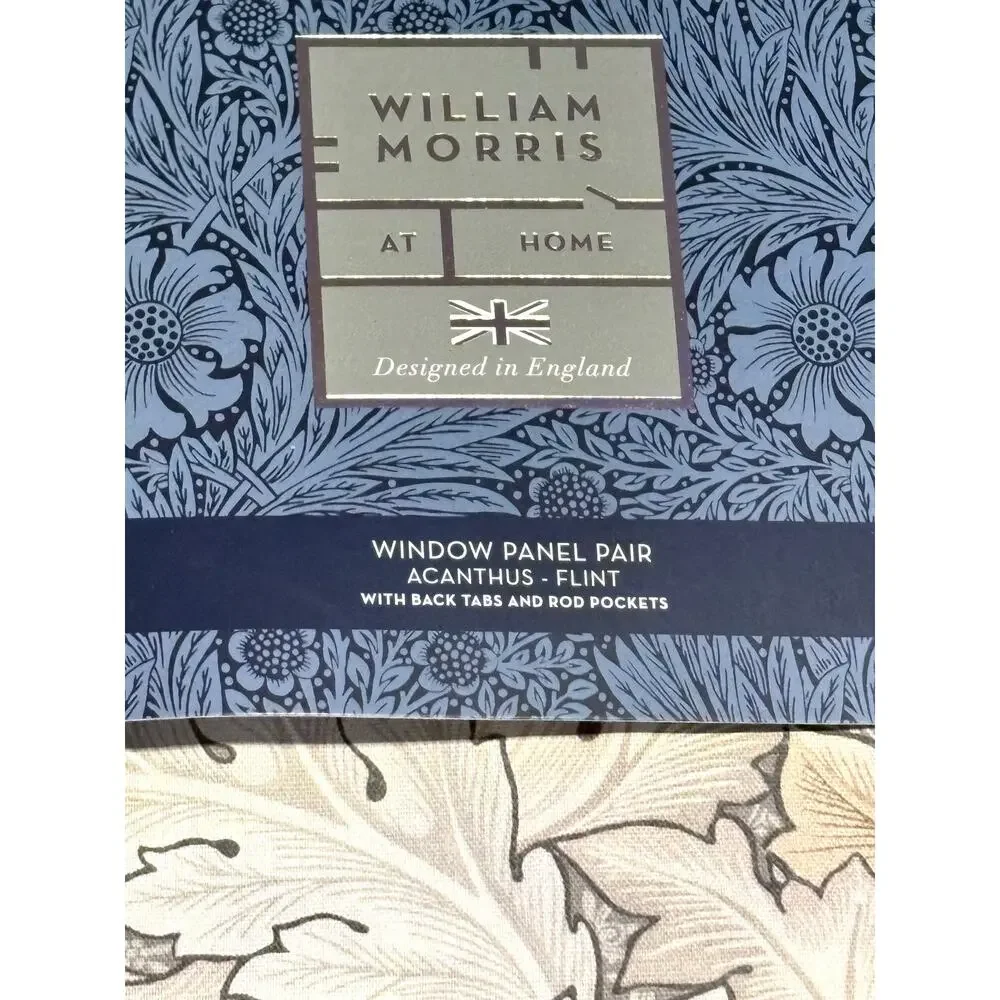 William Morris & Co. Window Curtains Panels Set 2 Strawberry Thief 37X84”